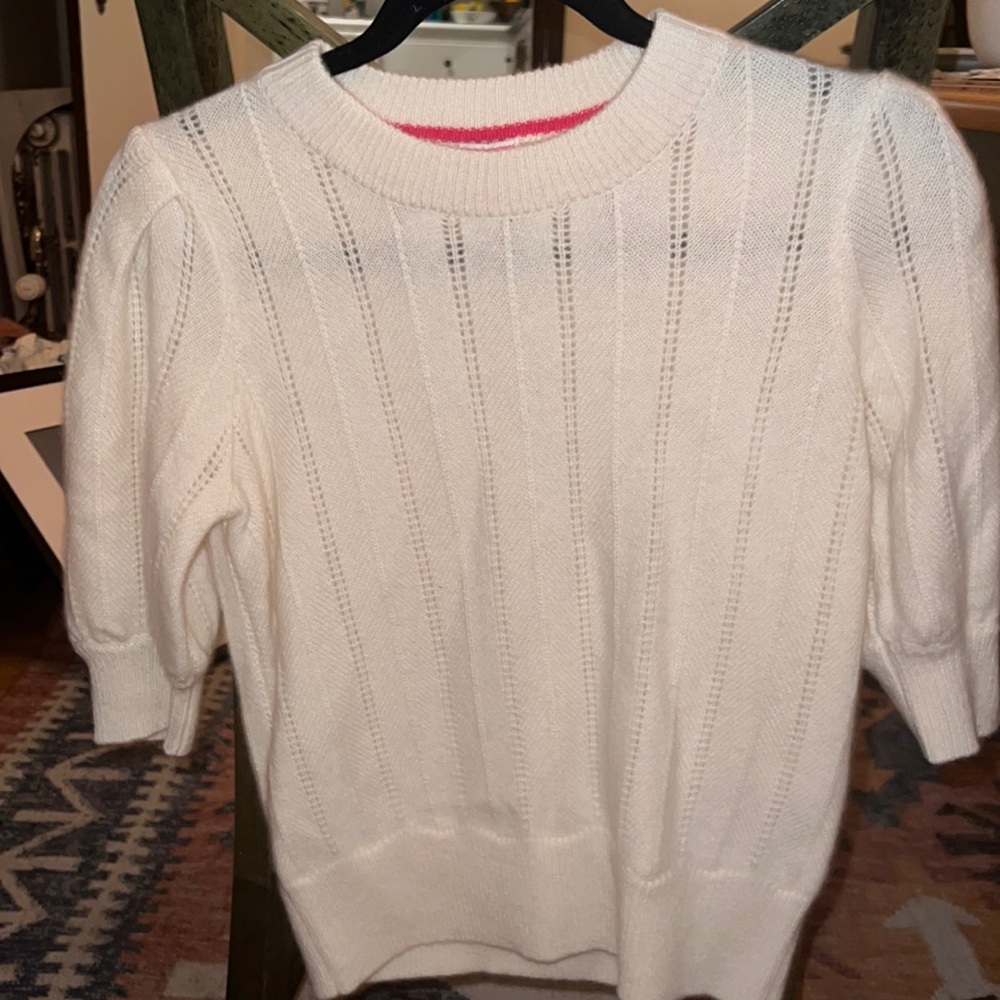 Kate spade cream 100% Cashmere Puff-sleeve Sweater